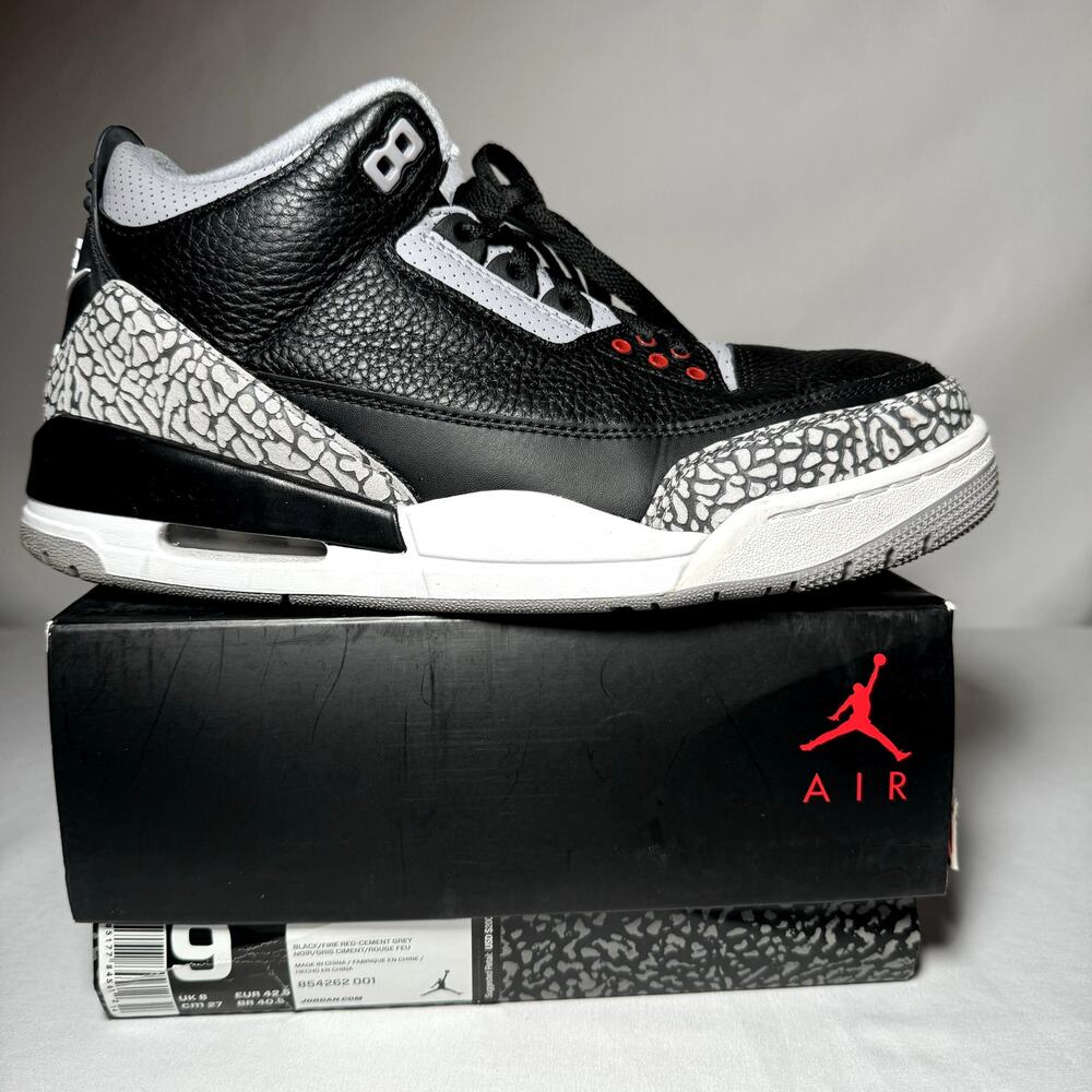 Size 9 - Nike Air Jordan 3 Retro OG Black Cement 2018 Men's Shoes